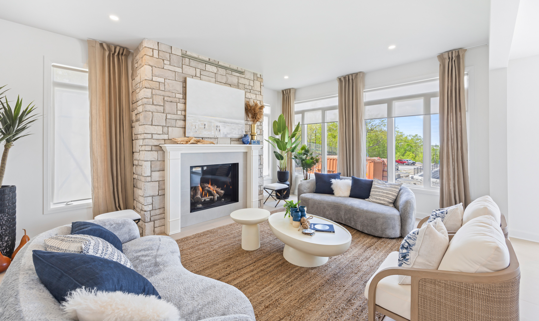 Living room and gas fireplace
